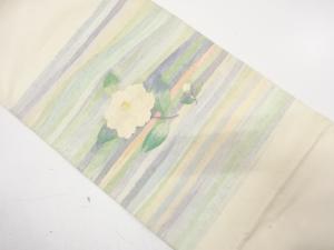 アンティーク　椿模様織り出し袋帯（材料）